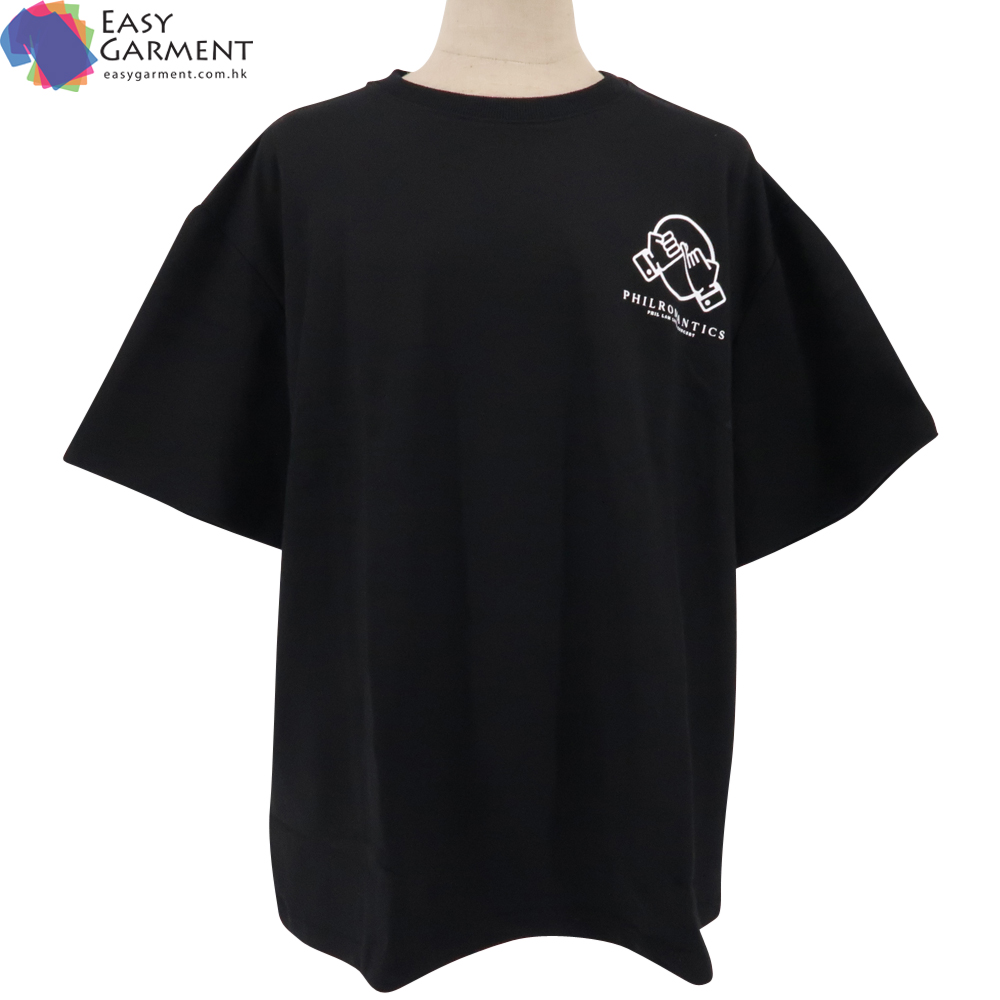 Easygarment - Customize Screen Printing Black Round Neck Short Sleeve T ...